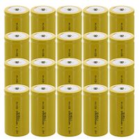 20x D Size 1.2V NiCD Button Top Rechargeable Batteries for electric razors, toothbrushes, meters, radios