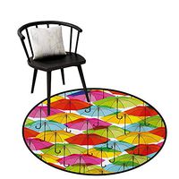 RUGSMAT Non-Slip Area Rug Pad Round,Santa Claus with Trunks On The Beach and Surfboard Sunny Hot Christmas Theme,Protect Floors While Securing Rug Making Vacuuming Round-55 Inch Blue Green