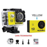 NUOYAREN Action Camera 1080P 12MP Sports Camera Full HD 2.0 Inch Action Cam 30m/98ft Underwater Waterproof Camera with Mounting Accessories Kit (Yellow-Less)