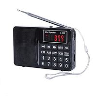 LCJ Portable FM AM Shortwave Multiband Radio Receiver with Micro TF Card and USB Driver MP3 Player USB Charging Cable 1000MAH Rechargeable Li-ion Battery (L-258-Black)