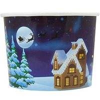 [50 Count] Santa Claus is Coming to Town Paper Ice Cream Cups - 8 oz Perfect For Christmas - Many Sizes! Frozen Dessert Supplies