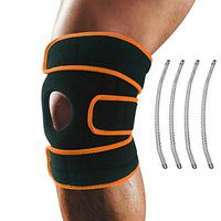 Knee Brace, Relieves ACL, LCL, MCL, Meniscus Tear, Arthritis, Tendonitis Pain. Open Patella Dual Stabilizers Non Slip Comfort Neoprene. Adjustable Bi-Directional Straps (Orange)