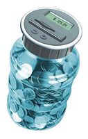 Digital Energy Digital Coin Counter Pennies Nickles Dimes Quarter Savings Jar | Transparent Blue w/ LCD Display
