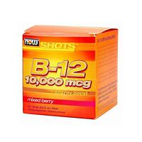 NOW Foods B-12 10,000mcg Shots 0.5 ounce 12 Count Box Mixed Berry