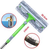 HUINING Professional Window Squeegee with Microfiber Scrubber,Window Cleaning Kit, All Purpose Outdoor Window Glass Cleaner with Spray Head & Extension Pole for High Window,Green