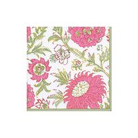 Caspari Indiennes Paper Cocktail Napkins in Fuchsia, 20 Per Package