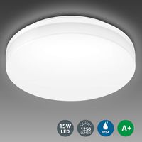 LE Flush Mount Ceiling Light Fixture, Waterproof IP54 LED Ceiling Lights for Bathroom, Porch, 8.7 Inch 15W (100W Equivalent) 1250lm Non Dimmable Ceiling Lamp for Kitchen, Bedroom, Living Room, Hallway