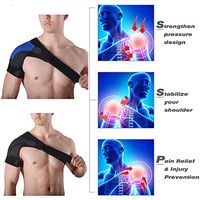 Shoulder Brace Breathable Absorbent Adjustable Gym Sports Single Shoulder Brace Support Strap Wrap Belt Band Pad for Men and Women (Black, Right)