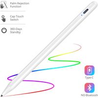 Stylus Pen for iPad with Palm Rejection, Rechargeable Touch Switch iPad Stylus Support 360-Days Standby & 20-Hrs Using Time Work for iPad 2018(6th Gen)/iPad Air 3/iPad Mini 5/ iPad Pro (White)