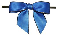 BAYWIND LTD: 3" Electric Blue with Gold Edge Twist Tie Bows- 100pc