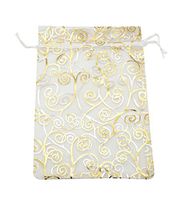 SUNGULF 100pcs Organza Pouch Bag Drawstring 6"x8" Strong Gift Candy Bag Jewelry Party Wedding Favor (Gold Silver)