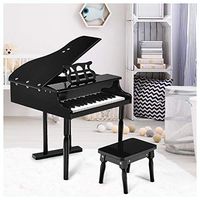Toy Instrument, 30-Key Children Grand Piano with Bench, Black
