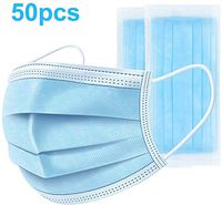 50PCS Disposable Ma-sk Protection Fabric Dust Disposable Mouth Cover Blue 3-Layer Safety Disposable Ma-sk