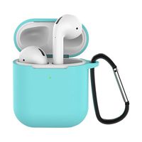 ❤️MChoice❤️Soft Silicone Shock Proof Protective Cover Case for Apple for AirPods Earphones (Blue - with Button)