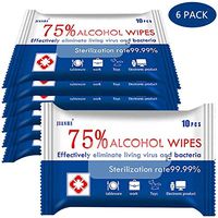 Alcohol Alcohol Wipes (6 Packs, 60 Pcs),75% Alcohol Hand Wet Wipes Resin-Free Cleaning Hand Sterilizer