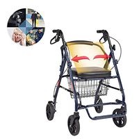 LJHHH Folding Rollator Walke,Portable Shopping Cart Walking Stick Senior Shopping Cart Cart,Easy to Manoeuvre and 4 Wheels Shopping Trolley,for Elderly and Disabled