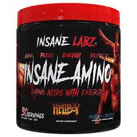 Insane Labz Insane Amino Hellboy Edition, BCAA with Energy Focus Muscle Recovery, Intra Workout Powder, 2 1 1 Branched Chain Amino Acid Powder, 30 Srvgs, Blue Raspberry
