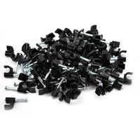 Wideskall 25 Pieces 1/4 inch Single Ethernet Coaxial Cable Nail Clips (Black)