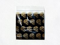 200 Bags 125125 1.25" x 1.25" Gold Skull Mini ZIPLOCK Black Plastic Bags Apple Baggies - Reusable RECLOSABLE HIGH Quality