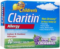 CLARITIN Children's Allergy Chewable Tablets Grape Flavored 10 Tablets