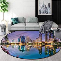 RUGSMAT Wanderlust Modern Flannel Microfiber Non-Slip Machine Round Area Rug,Thailand Benjakiti Park Lifts Basket Swivel Chair Pad Coffee Table Rug Diameter-51