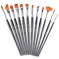 12 Short rod copper Tube nylon Brush Paint Brush Set Round Pointed Tip Nylon Hair artist acrylic brush Watercolor Oil Painting Watercolor Pen Set (COLOR2)
