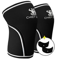Chief Gear Knee Sleeve Neoprene 7mm (1 Pair) with Free Adjustable Patella Knee Brace (1 Pair) Knee Support, Protects Patella, Pain Relief for Weight Lifting, Gym - (Black XX-Large)