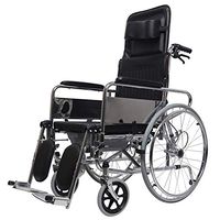 Lightweight Folding Reclining Back Transport Chair, Full Arm Detachable Padded Flip Back, Elevating Legrests, Chrome Frame