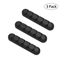 Cable Clips Organizer - NTONPOWER Desktop Cable Management System with 3M Self Adhesive 5-Channel Eco-friendly Silicone Cord Holder for Car Wall Office Keyboard Computer HDMI Ethernet USB Line - Black