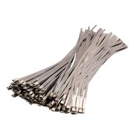Amgate 100pcs 11.8 Inches Stainless Steel Cable Zip Ties Exhaust Wrap Coated Locking