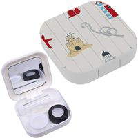 Portable Contact Lens Case Box Travel Kit Mirror + Bottle + Tweezers Container Holder [ Cute Nautical ]