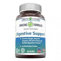 Amazing Formulas Digestive Support Dietary Supplement with Essential Enzymes, Ginger, Fructooligosaccharides (FOS), Probiotics and Best Vitamins for Digestion * Certified Kosher by The Orthodox Union