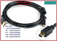 PREMIUM 1.5 ft PTC GOLD Series USB2.0 Certified Type A to Mini 5-pin for Digital Camera / Camcorder, Sony PSP, Cell Phone, BlackBerry, MP3, CD Player, Game console, etc