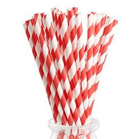 125-Pack Biodegradable Paper Straws Red and White Stripes Straws 7.75 Inches Drinking Straws for Party Supplies, Birthday, Baby Shower, Wedding Decorations