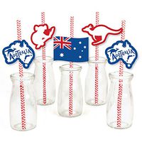 Big Dot of Happiness Australia Day - Paper Straw Decor - G’Day Mate Aussie Party Striped Decorative Straws - Set of 24