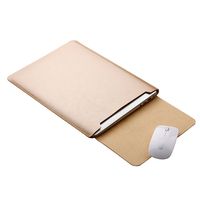 AENMIL For Apple Macbook Air 11.6" Ultrathin Protective Carrying Bag, PU Leather Soft Sleeve Case Cover Holder with Exterior Mouse Pad(Gold)