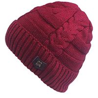 Theoylos Men's Winter Hat Warm Knitted Beanie Hat Wool Thick Knit Hat Baggy Slouchy Skull Cap for Men Women Gifts Red