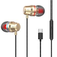 Zippem for Type-C Wired Earphones Bilateral Stereo in-Ear Wire Control Metal Headset Headphones