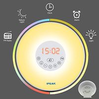 IPEAK Sunrise Alarm Clock, Wake Up Light Radio Alarm Clock, Nature Night Light with 7 Colors, Nature Sounds, FM Radio, Touch Control, Atmosphere Lamp, Bedside Lamp