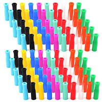 Kingrol 100 Pcs Silicone Straw Tips, Food Grade Reusable Silicone Tip Cover for 6mm Stainless Steel Straw