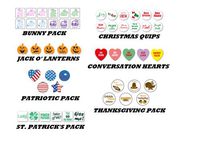 Cruzin Cap Sip Hole Cover, 7 Pkgs of 250 Caps Each, Holiday Assortment#1