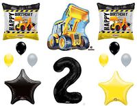 2nd BIRTHDAY CONSTRUCTION Balloons Decoration Supplies Party Boy Dump Truck Bulldozer Second
