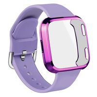 WEYDE Sport Band Compatible with Fitbit Versa, Soft Silicone Waterproof Replacement Wristband with Fitbit Versa Screen Protective case for Women Man