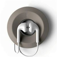 Earphone Holder Cable Winder Cord Organizer Box Silicone Wire Earbud Storage Case Portable Magnetic Keeper Headphone Winding Donut Shaped Hub (Light Gray)