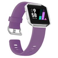 UMAXGET Compatible with Fitbit Blaze Bands with Metal Frame, Silicone Soft Sport Smartwatch Replacement Wristband for Men Women, Plum Band with Silver Frame