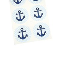 Blue Nautical Anchor Stickers, Round Envelope Seals, Party Favor Labels and Cupcake Topper for Summer Themed Party, by Once Upon Supplies, 1.5 Inches, 60 Stickers