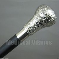 Brass Metal Chrome Handle Vintage Walking Cane Walking Wooden Stick Nickel Black