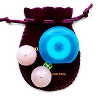 Kegel Balls Set of 2, Top Rated Pelvic Toners and Kegel Exercisers Kit, Made of Rose Quartz, Drilled, Medium, Bundled with One Box Unwaxed String, Pink