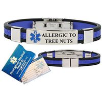 "Allergic to Tree Nuts" Designer Medical Alert ID Bracelet. Choose Color!