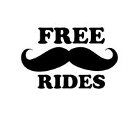 Free Mustache Rides Vinyl Decal Sticker | Cars Trucks Vans Walls Laptops Cups | Black | 5.5 inches | KCD1496